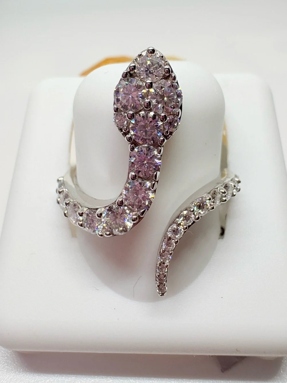 Sterling Silver Moissanite Snake Rings Size 7